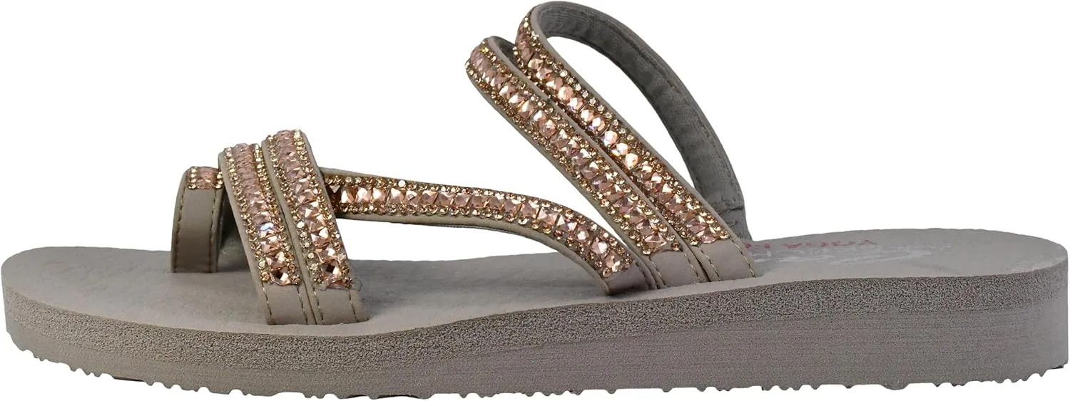 Skechers Women's Meditation Glam Flash Rhinestone Toe Loop Thong