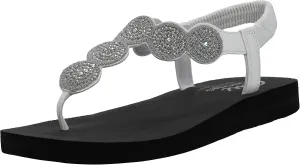 Skechers Women's Meditation-Stars & Sparkle-Circular Rhinestone Slingback Thong Flip-Flop