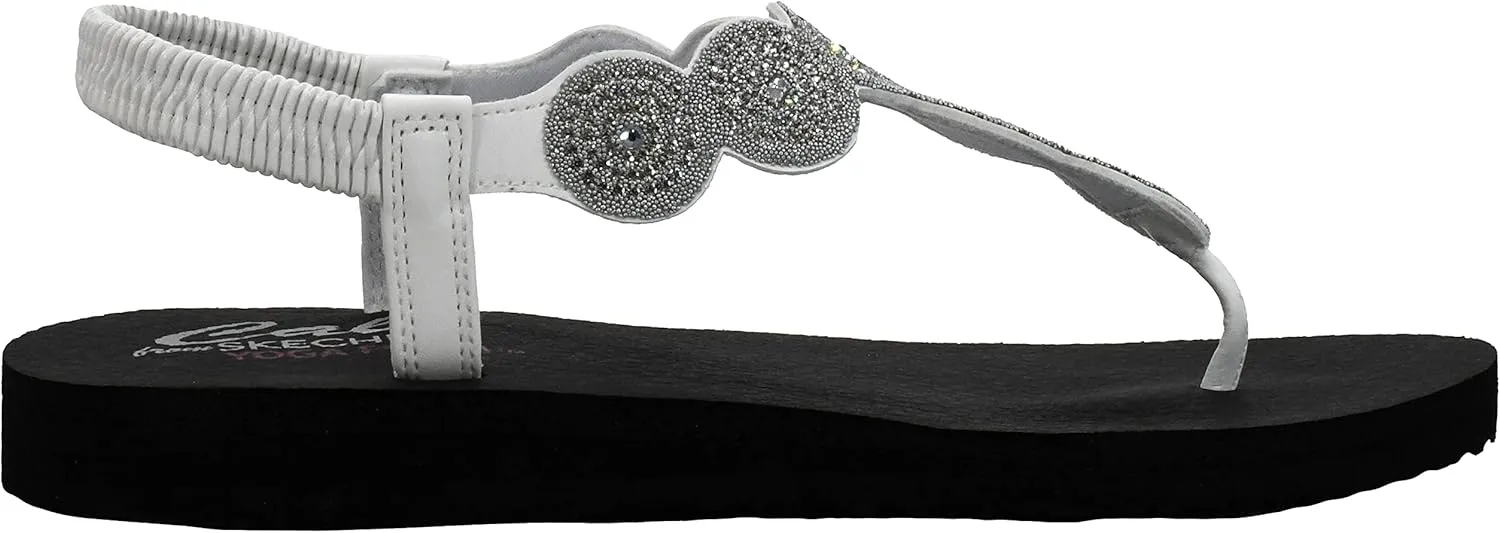 Skechers Women's Meditation-Stars & Sparkle-Circular Rhinestone Slingback Thong Flip-Flop