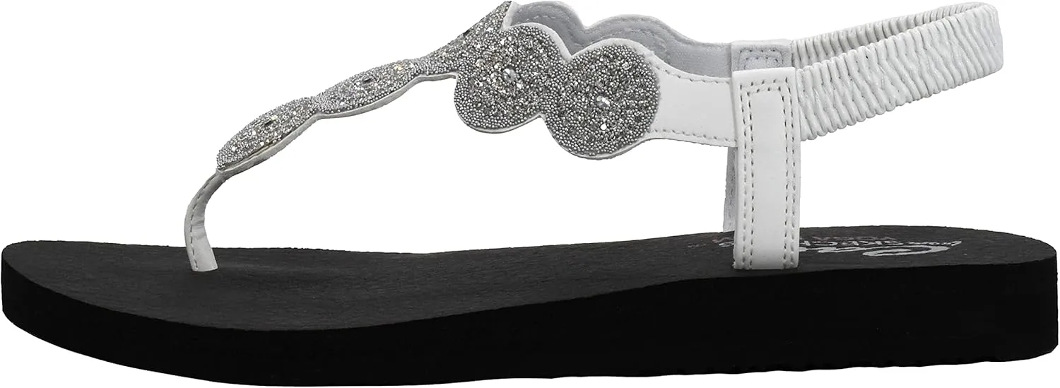 Skechers Women's Meditation-Stars & Sparkle-Circular Rhinestone Slingback Thong Flip-Flop