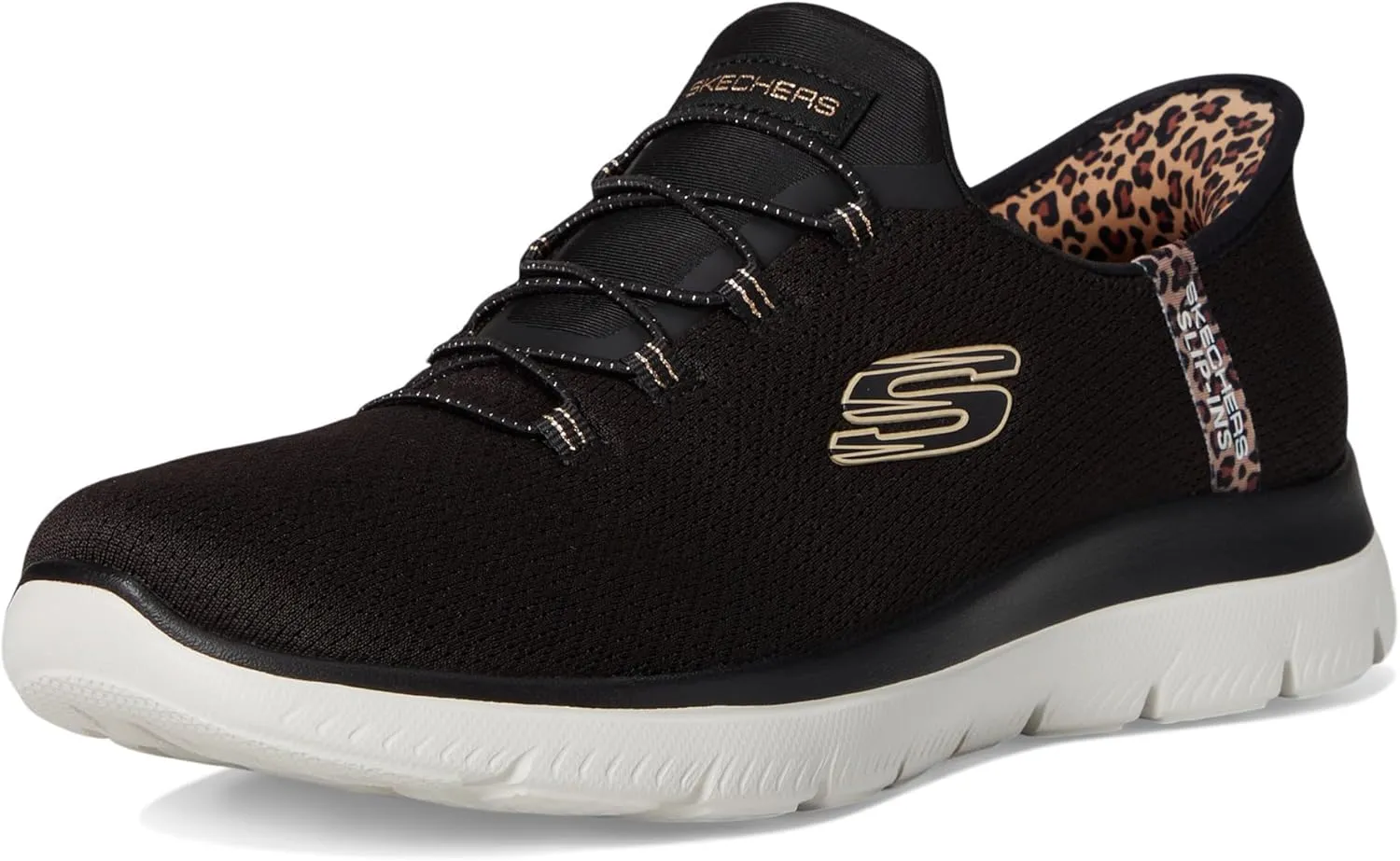 Skechers Women's Summits-Leopard Chic Hands Free Slip-ins Sneaker