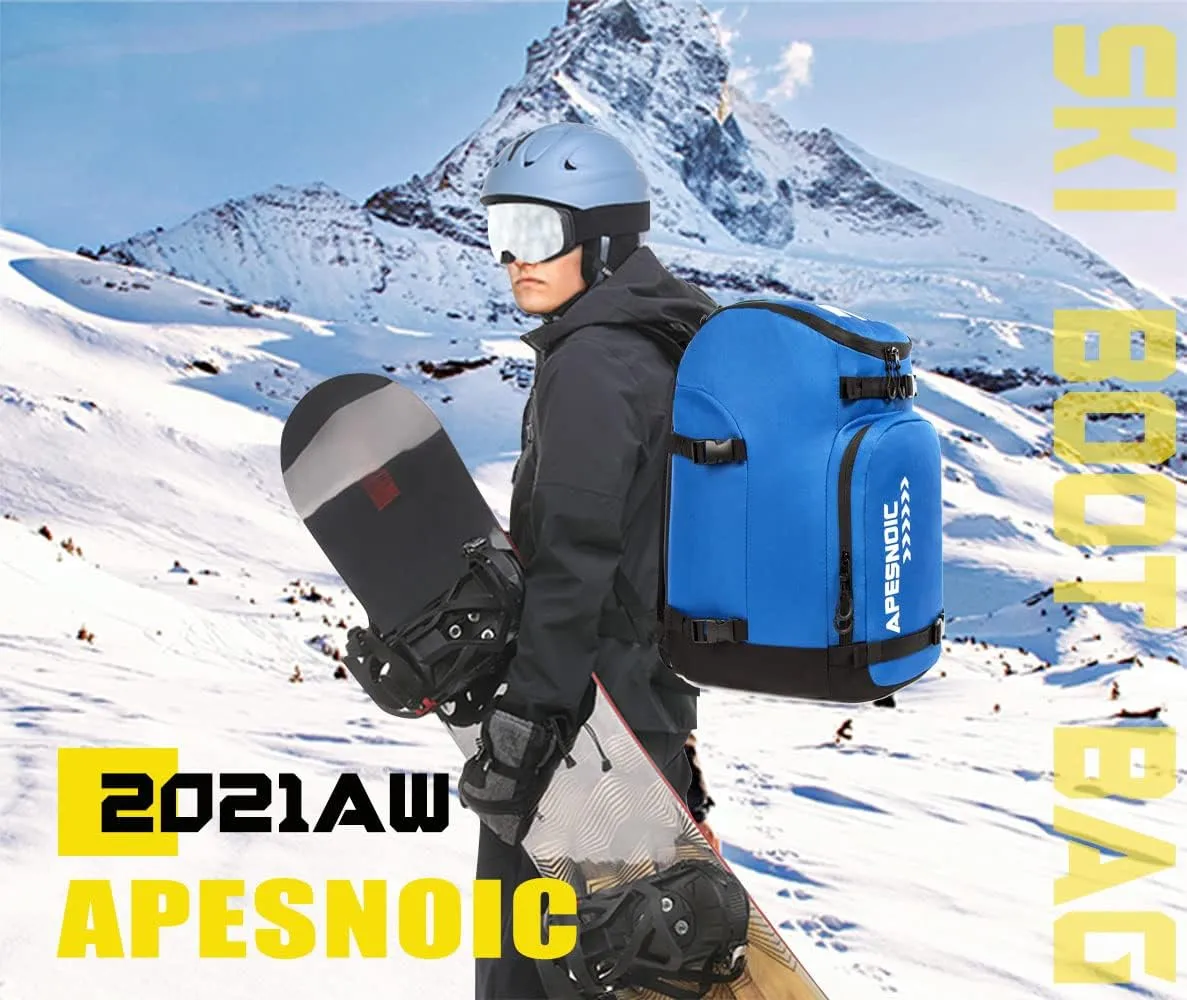 Ski Boot Bag - Ski and Snowboard Boots Backpack，Excellent for Travel with Waterproof Exterior & Bottom - for Men, Women and Youth.