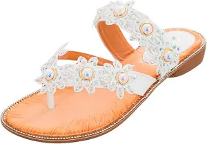 Slide Sandals Womennew Handmade Flower Round Toe Flip Flops Fashion Sandals Women Wedge Sandals for Women
