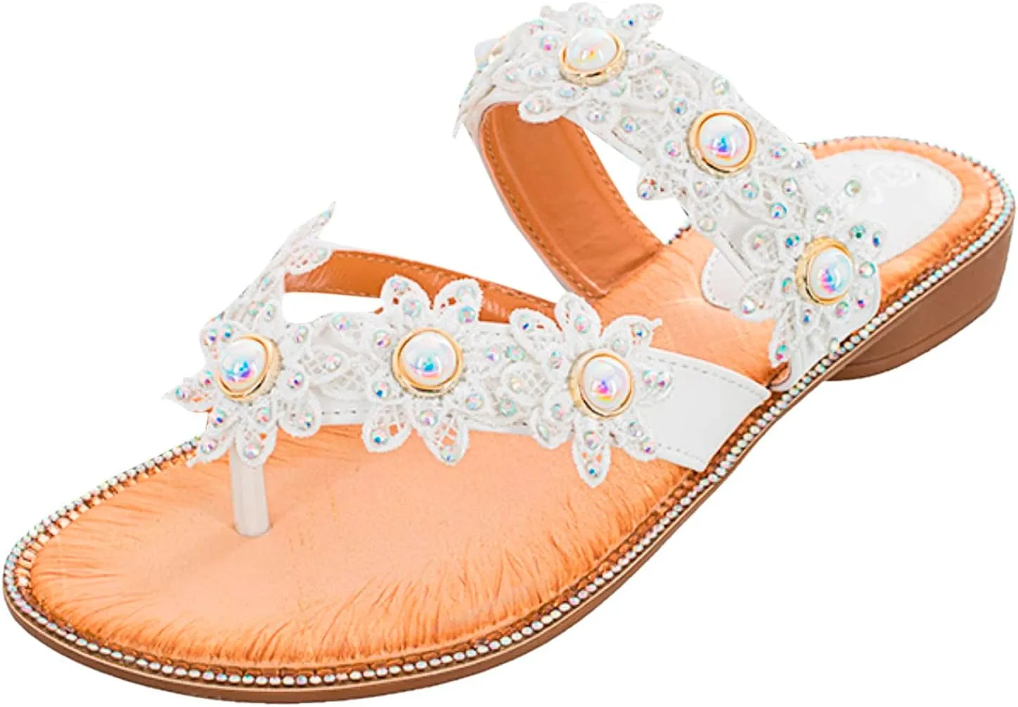 Slide Sandals Womennew Handmade Flower Round Toe Flip Flops Fashion Sandals Women Wedge Sandals for Women