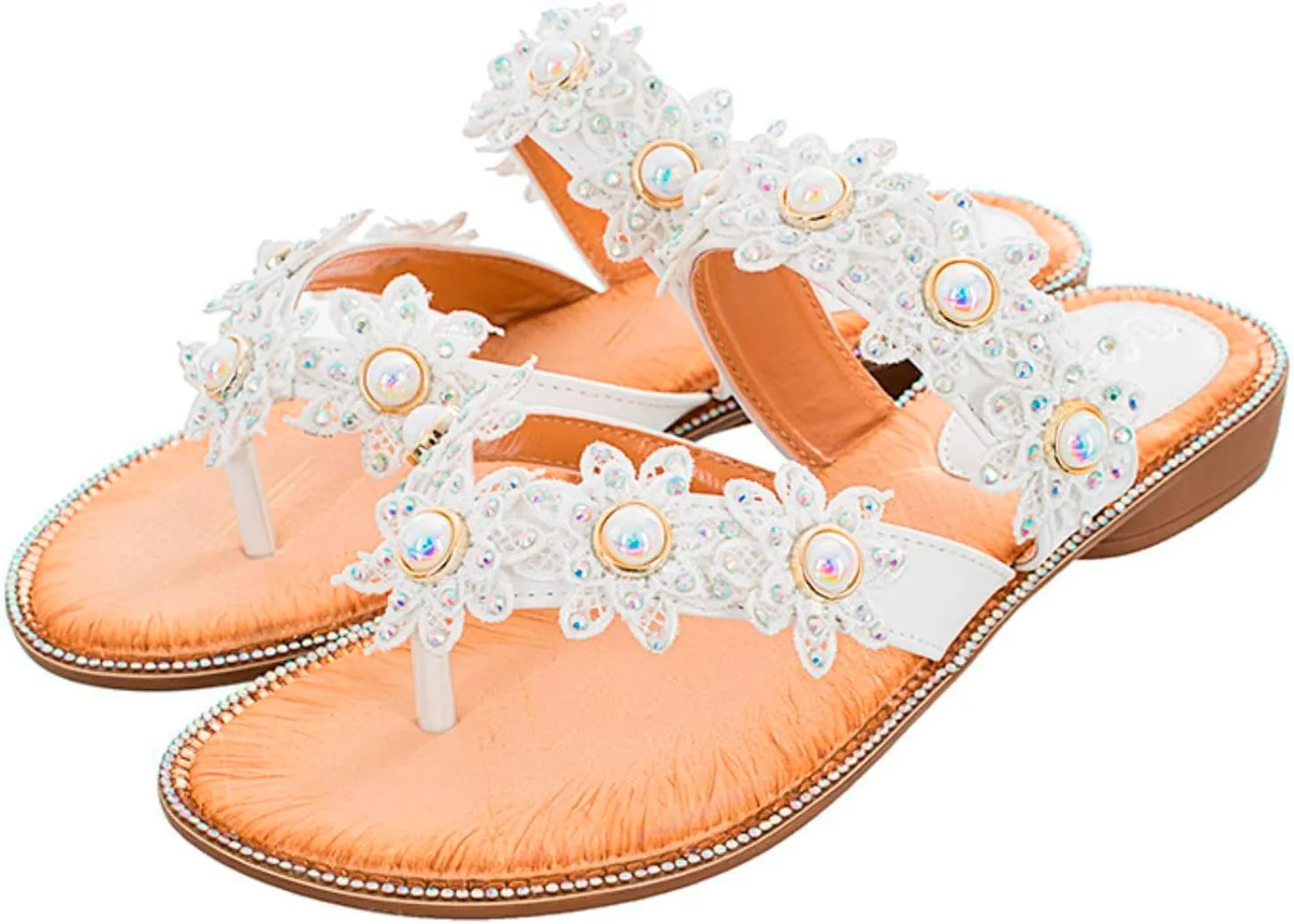 Slide Sandals Womennew Handmade Flower Round Toe Flip Flops Fashion Sandals Women Wedge Sandals for Women