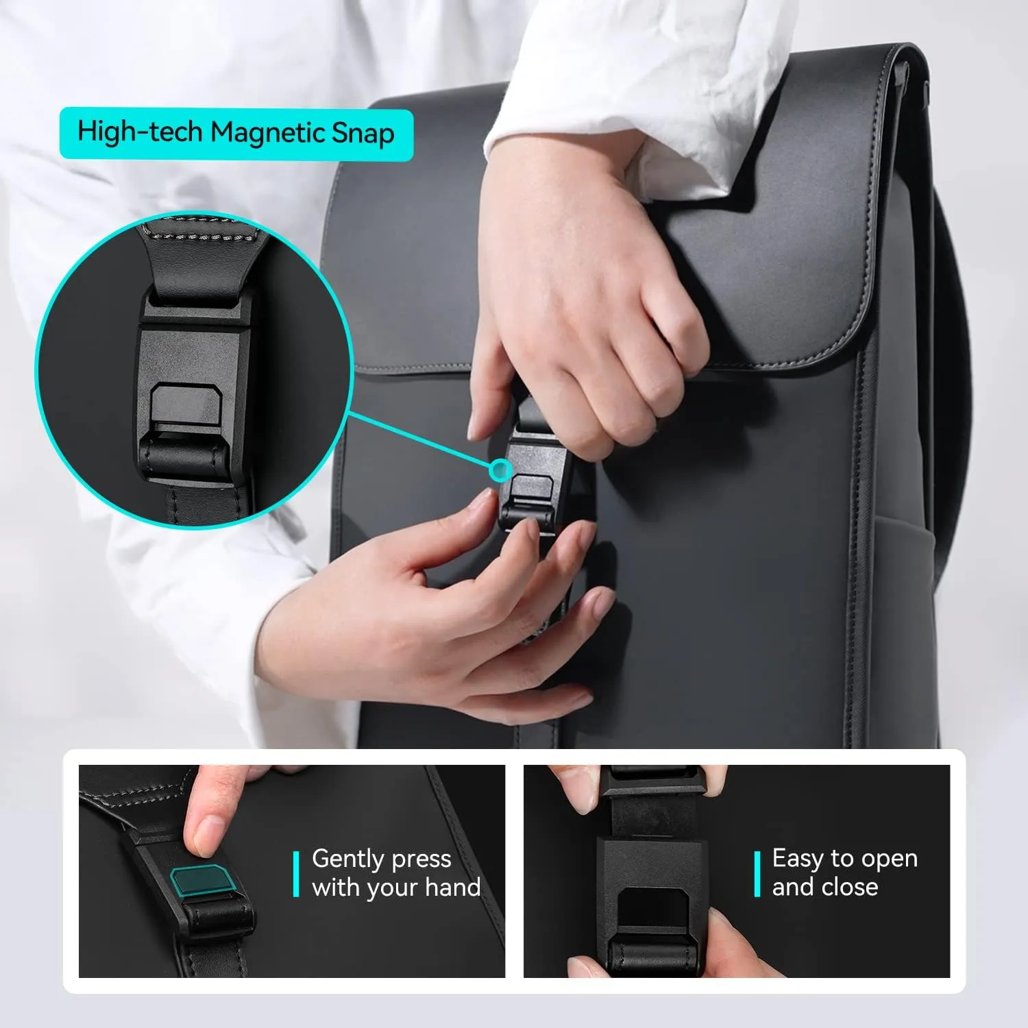 Slim Laptop Backpack for Men, 15.6 Inch Business Backpack with High Tech Magnetic Snap, Waterproof Fashion Casual Backpack Ideal for Working, Daily Life