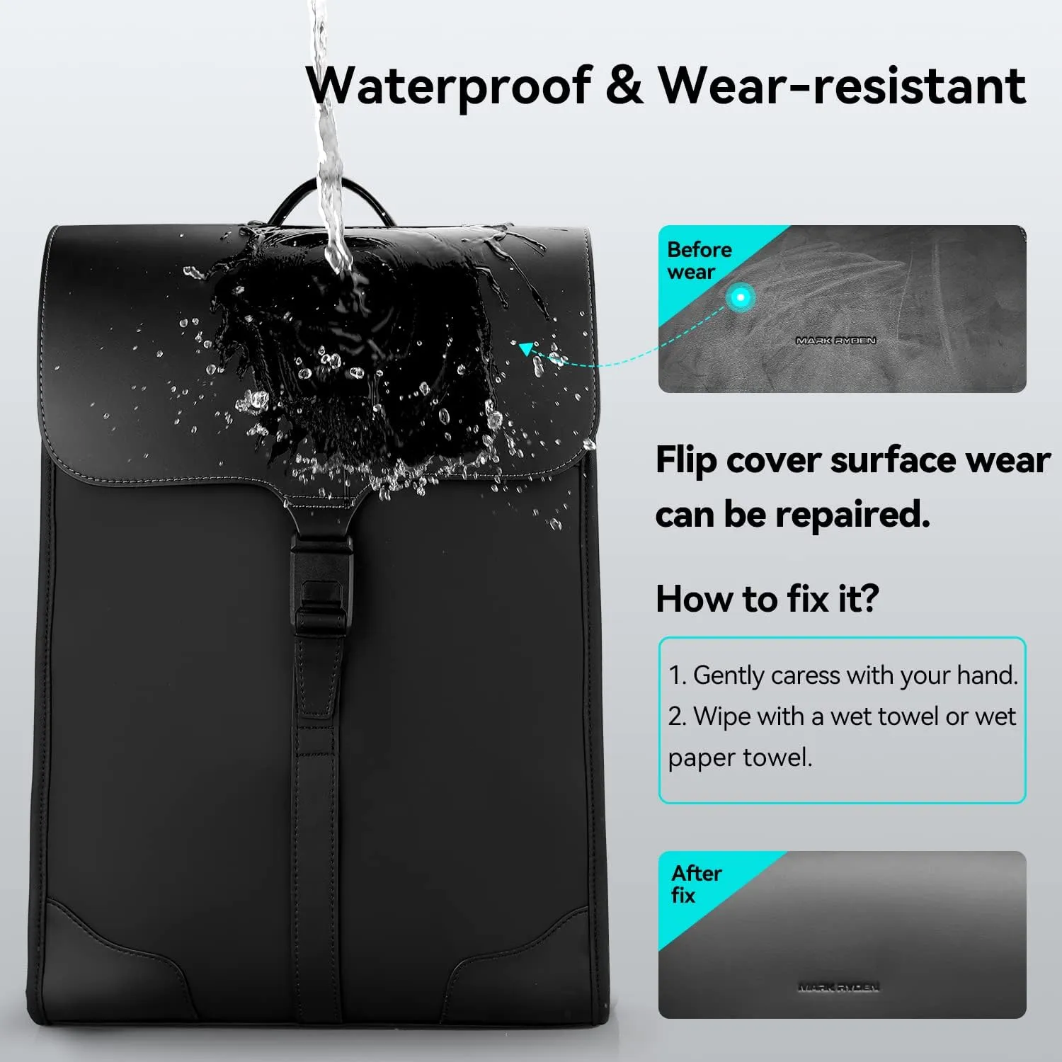 Slim Laptop Backpack for Men, 15.6 Inch Business Backpack with High Tech Magnetic Snap, Waterproof Fashion Casual Backpack Ideal for Working, Daily Life