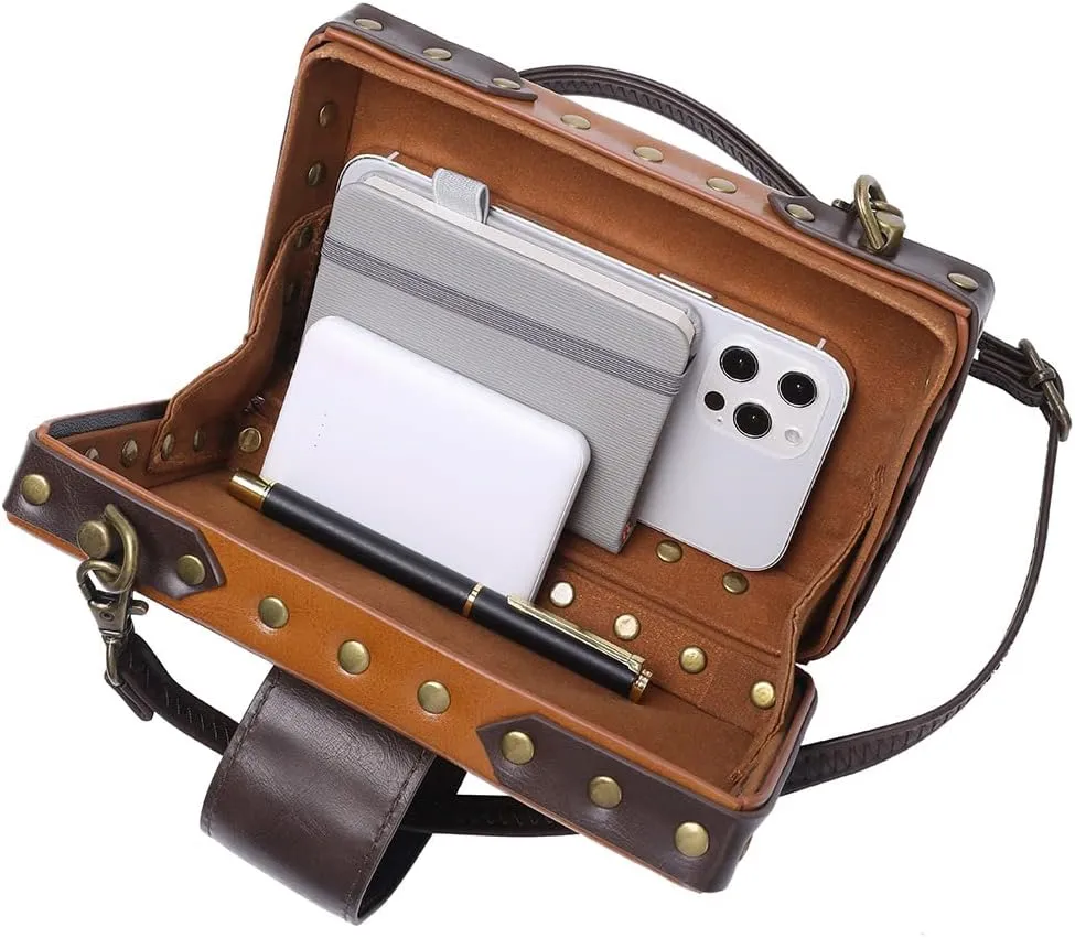 Small Crossbody Bag Shoulder Purse Leather Belt Pouch Travel Phone Holder Punk Medieval Vintage Festival Costume Accessory