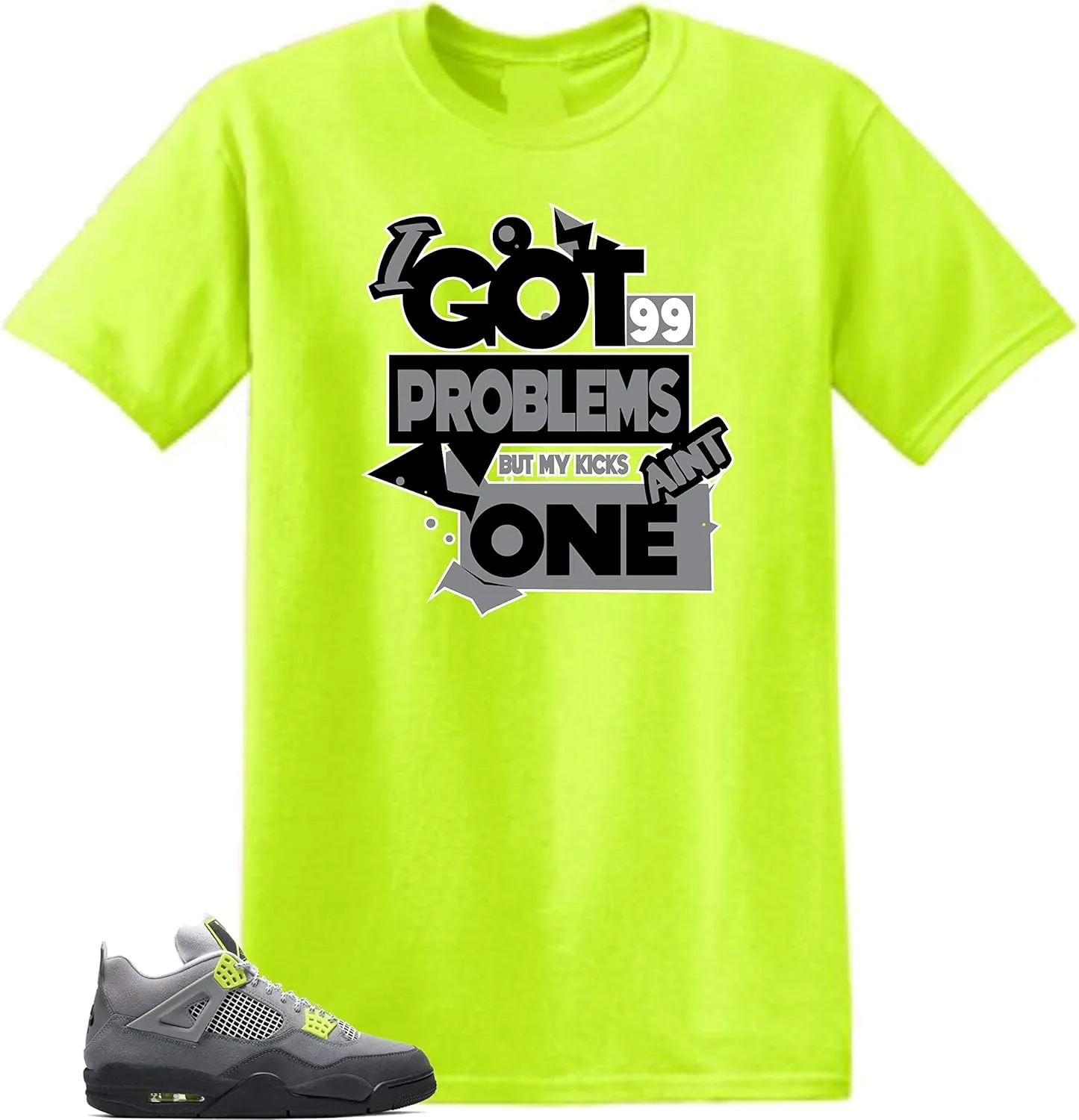 SNELOS Shirt to Match Jordan 4 Neon Match Sneaker Tee