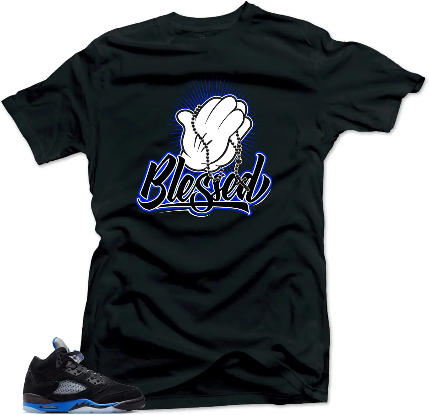 SNELOS Shirt to Match Jordan 5 Racer Blue Match Sneaker tee