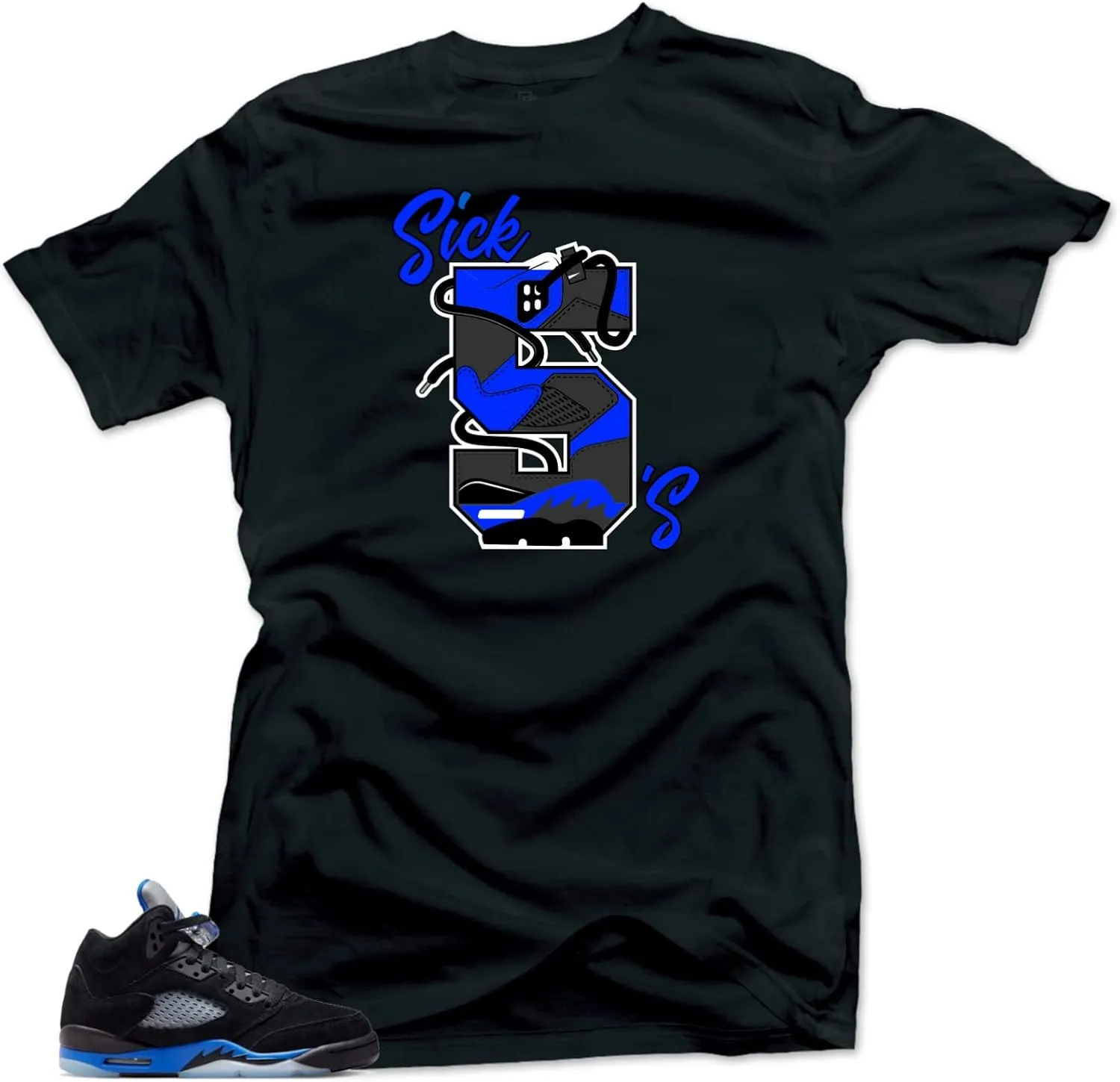 SNELOS Shirt to Match Jordan 5 Racer Blue Match Sneaker tee