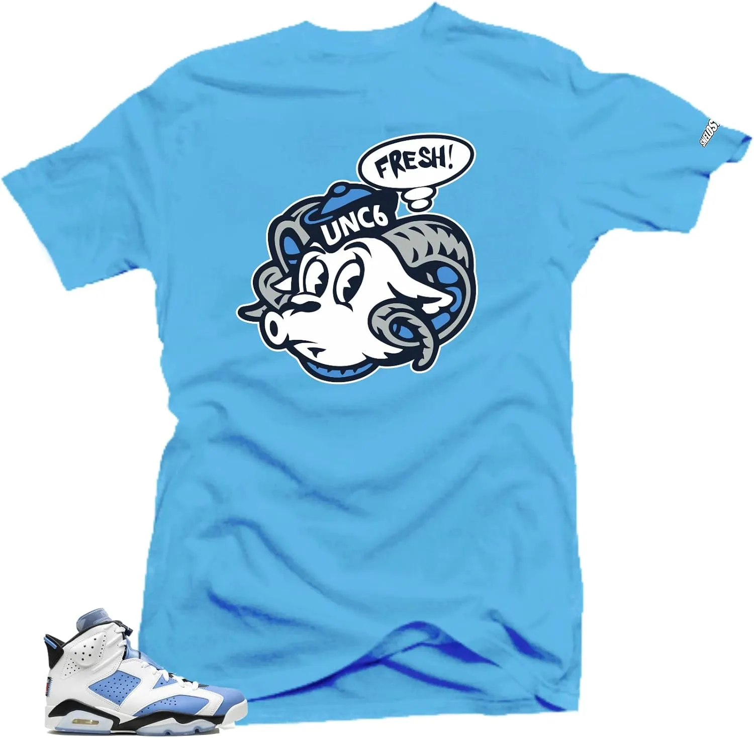 SNELOS Shirt to Match Jordan 6 UNC University Match Sneaker tee