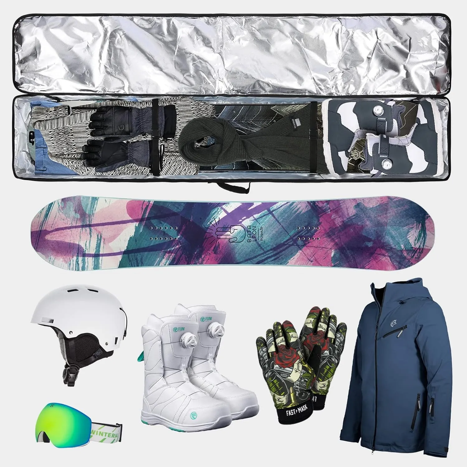 Snowboard Travel Bag - 1680D Reinforced, Double Padding Ski Bag for Skis, Boots, Snowboards, Wax