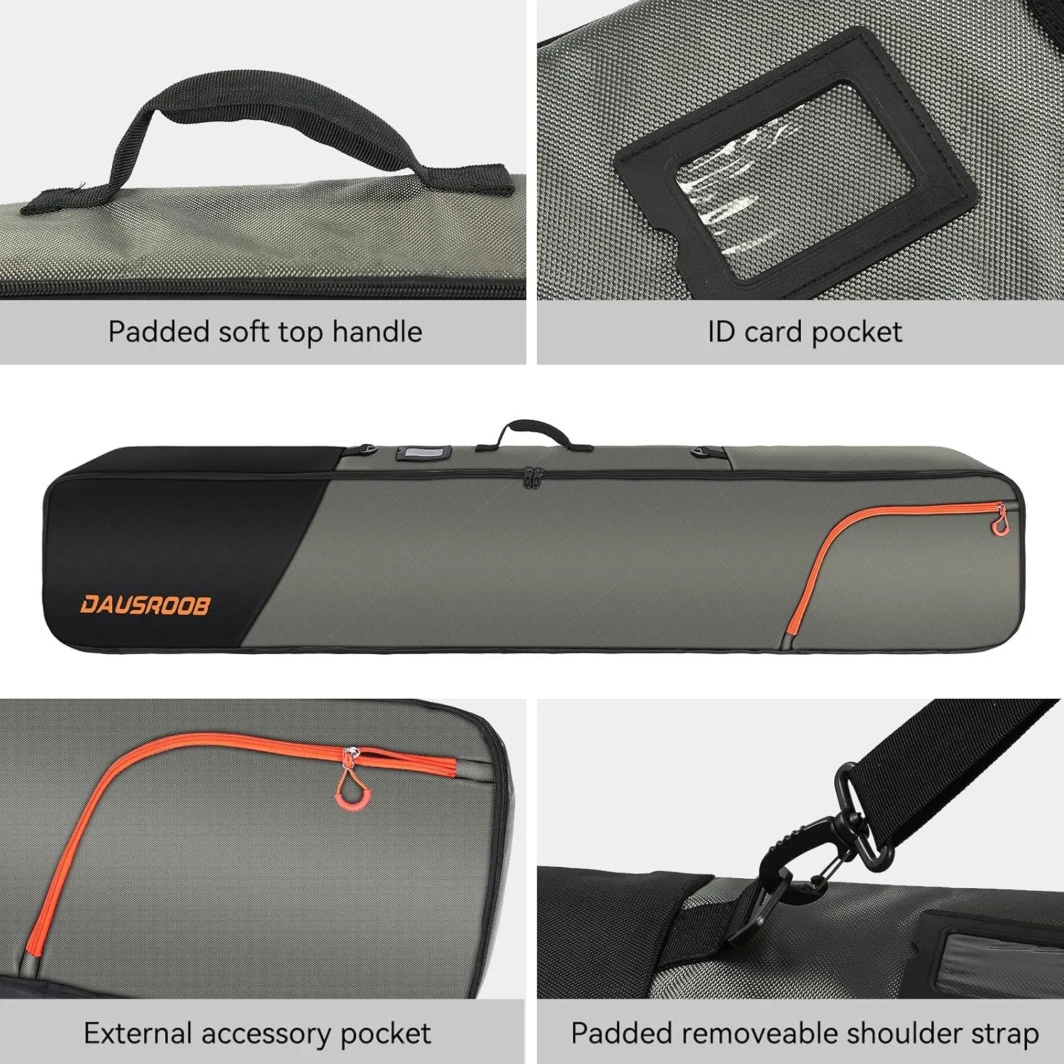 Snowboard Travel Bag - 1680D Reinforced, Double Padding Ski Bag for Skis, Boots, Snowboards, Wax
