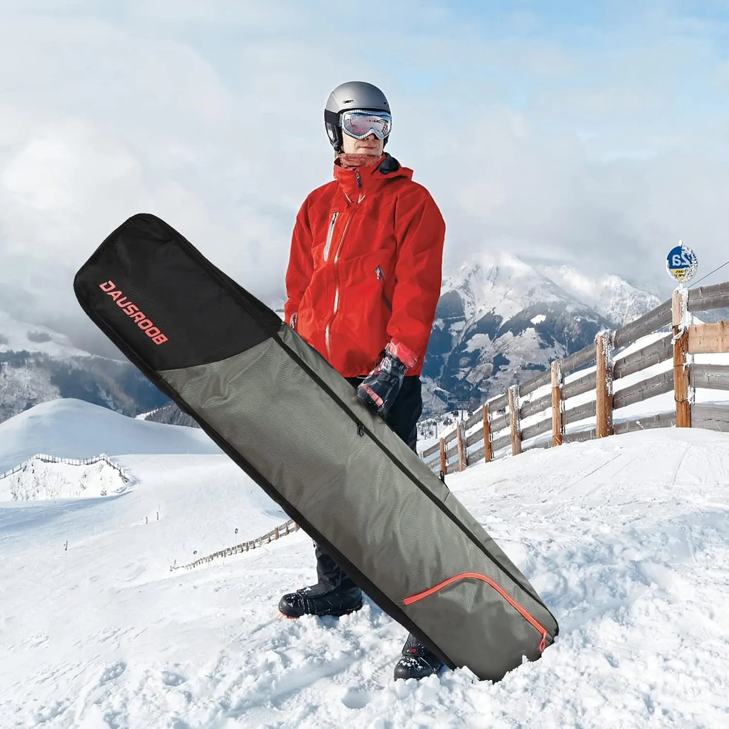 Snowboard Travel Bag - 1680D Reinforced, Double Padding Ski Bag for Skis, Boots, Snowboards, Wax