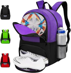 Soccer Bag&Soccer Backpack&Backpack for Football Volleyball Basketball,Sport Equipment Bags with Shoe compartment. (Grape purple)