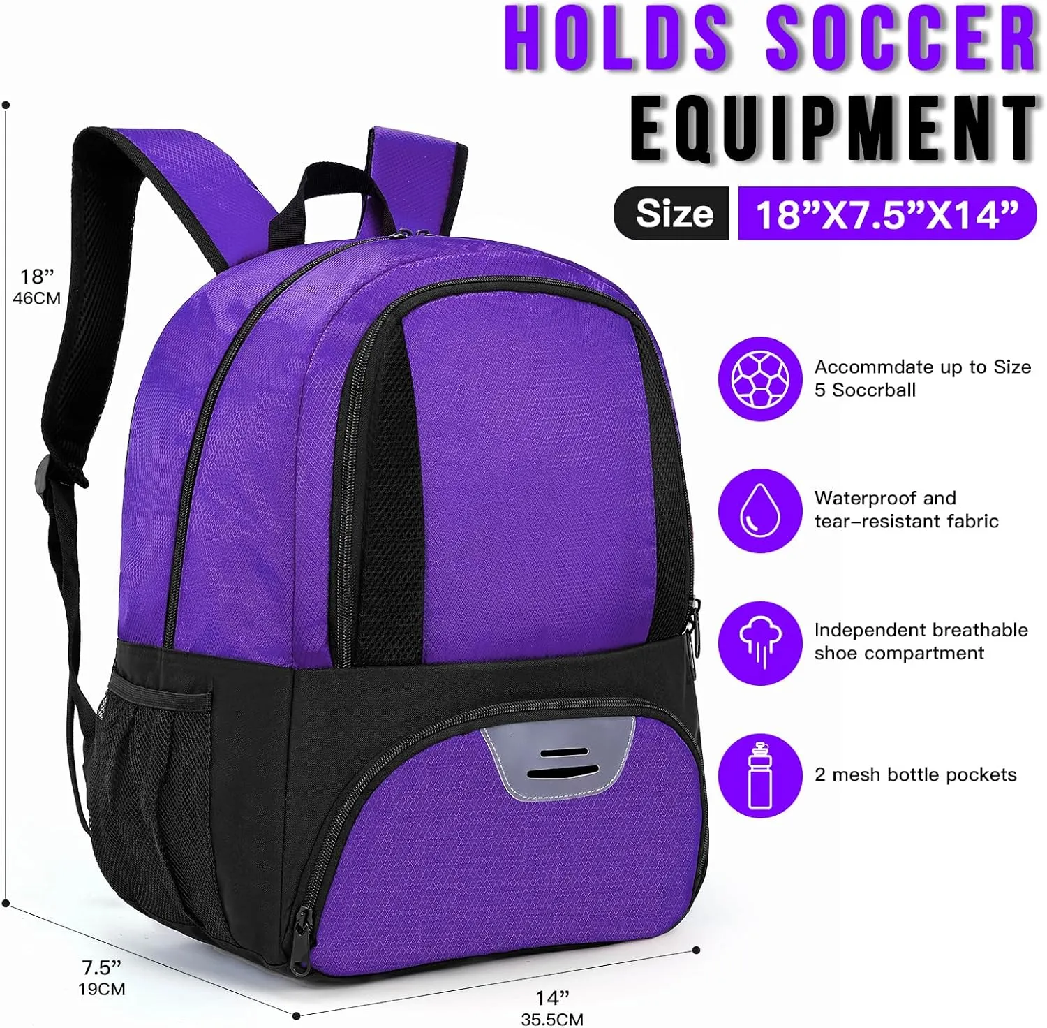Soccer Bag&Soccer Backpack&Backpack for Football Volleyball Basketball,Sport Equipment Bags with Shoe compartment. (Grape purple)