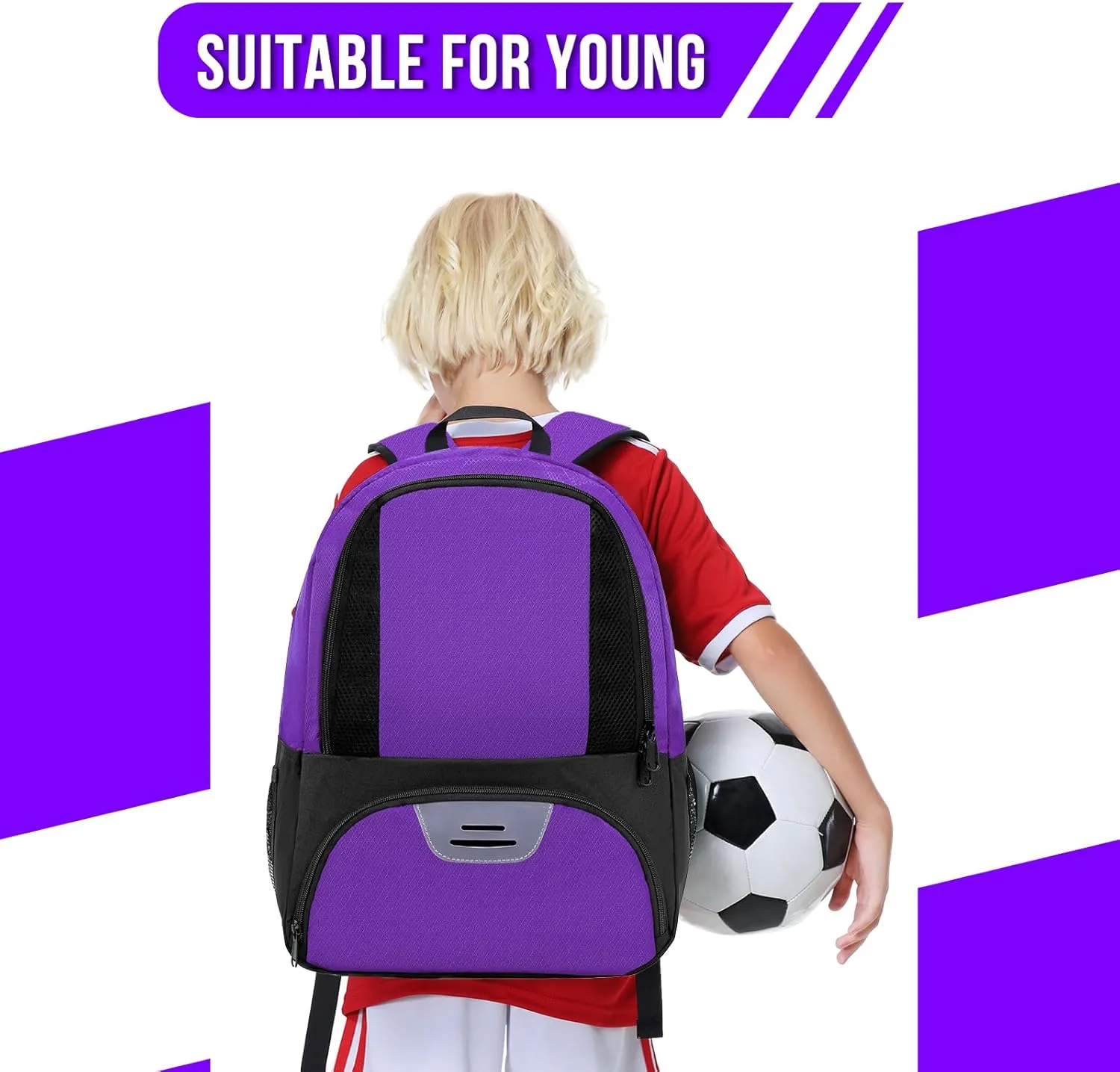 Soccer Bag&Soccer Backpack&Backpack for Football Volleyball Basketball,Sport Equipment Bags with Shoe compartment. (Grape purple)