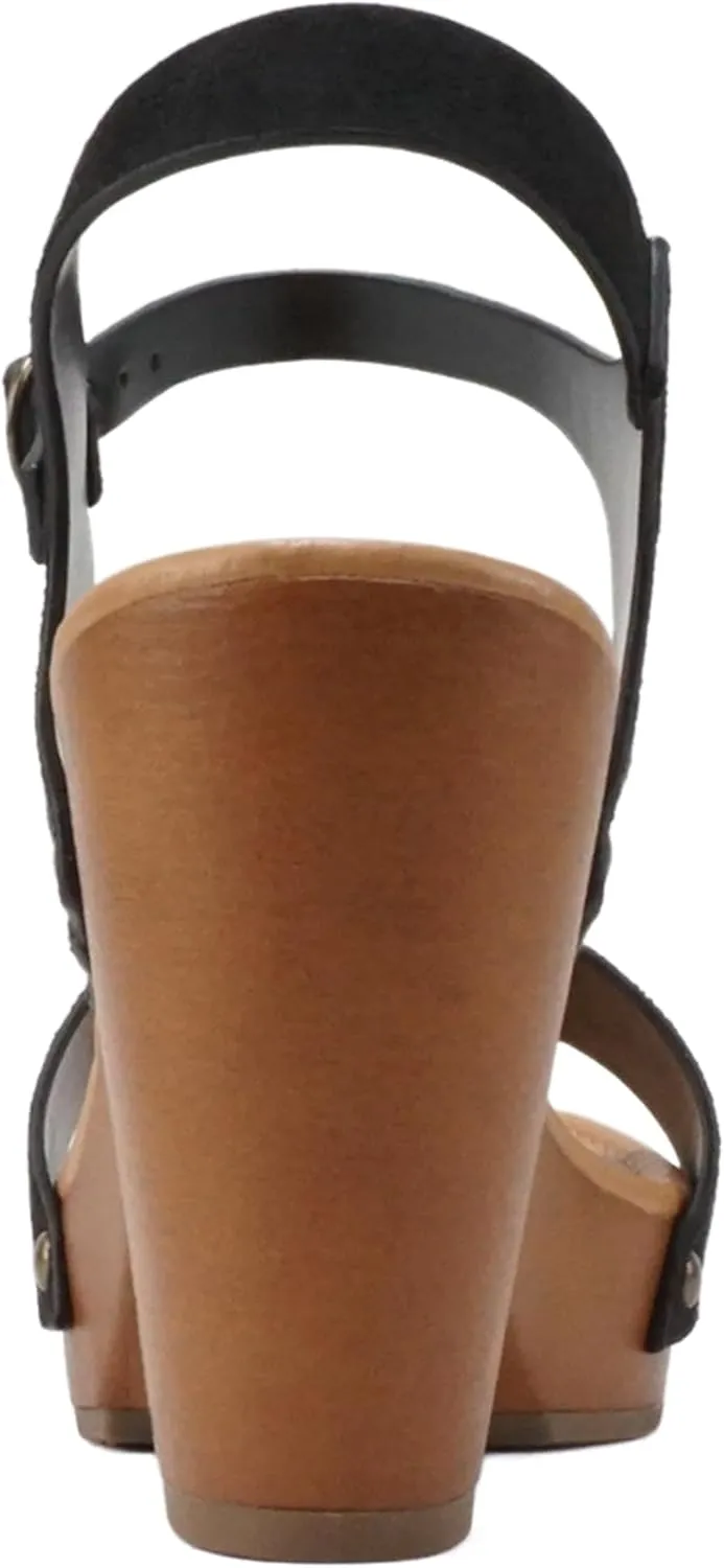 Soda CHIVAS ~ Women's Bold Buckles Studded Wedge Sandal