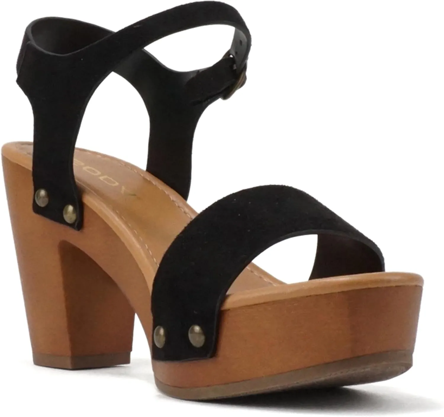 Soda CHIVAS ~ Women's Bold Buckles Studded Wedge Sandal