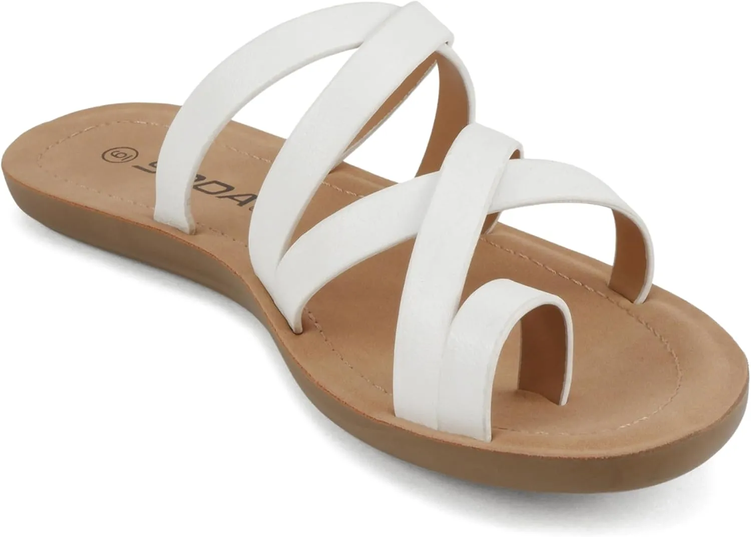 Soda ISABEL ~Women Fashion Comfortable Slip On Flat Cross bands Toe Ring Fashion Sandals