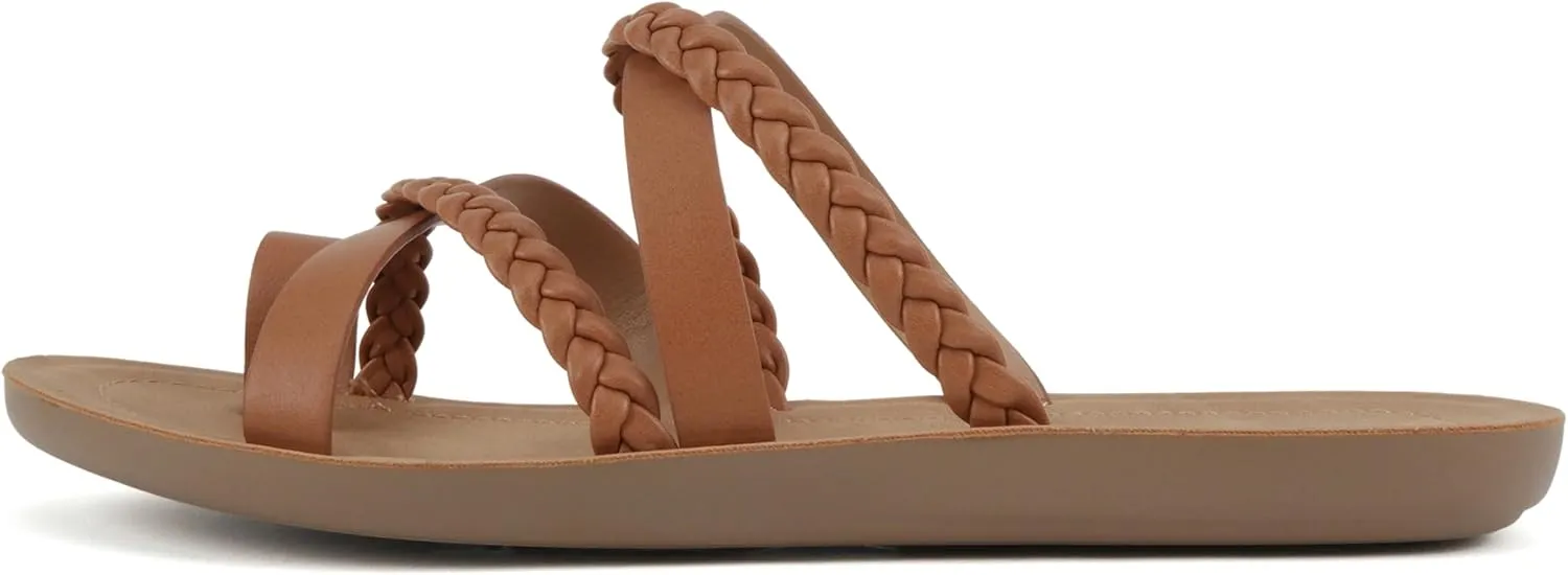 Soda ISABEL ~Women Fashion Comfortable Slip On Flat Cross bands Toe Ring Fashion Sandals