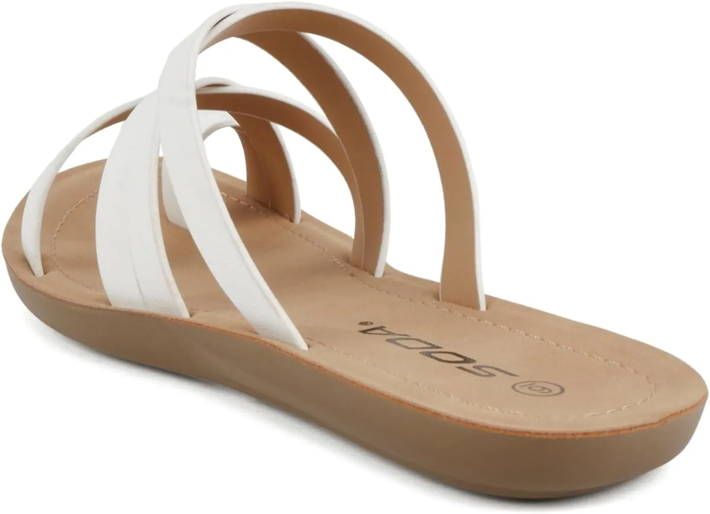 Soda ISABEL ~Women Fashion Comfortable Slip On Flat Cross bands Toe Ring Fashion Sandals