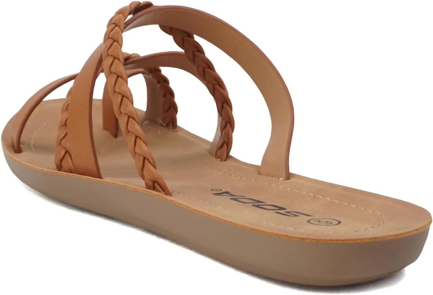 Soda ISABEL ~Women Fashion Comfortable Slip On Flat Cross bands Toe Ring Fashion Sandals