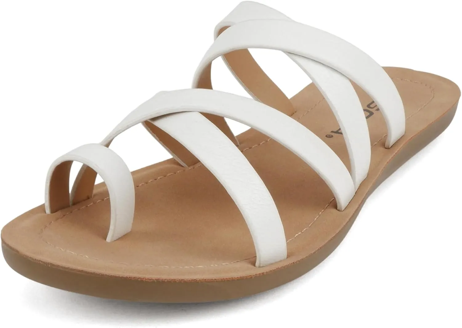 Soda ISABEL ~Women Fashion Comfortable Slip On Flat Cross bands Toe Ring Fashion Sandals
