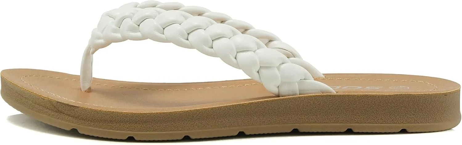 Soda STILL ~ Women Casual Comfort Braided Flip Flops Flat Fashion Thong Sandal
