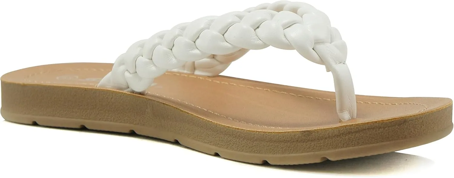 Soda STILL ~ Women Casual Comfort Braided Flip Flops Flat Fashion Thong Sandal