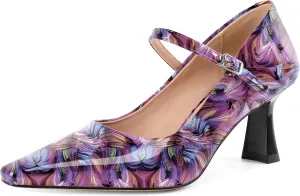 Soireelady Womens Kitten Heel Mary Jane Shoes Low Heel Little Square Toe Pumps Comfort Fashion Dress Shoes 2.5 Inches
