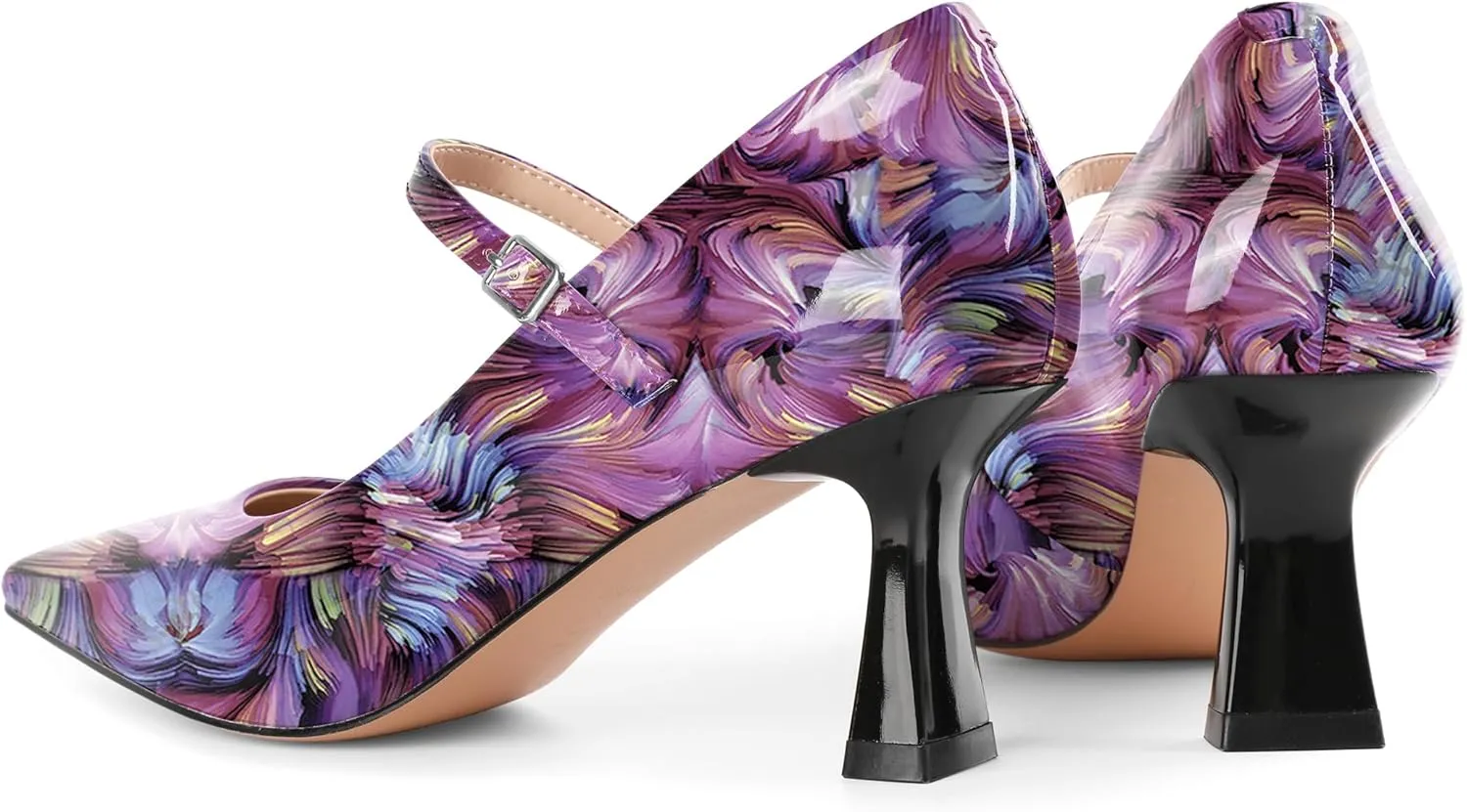 Soireelady Womens Kitten Heel Mary Jane Shoes Low Heel Little Square Toe Pumps Comfort Fashion Dress Shoes 2.5 Inches