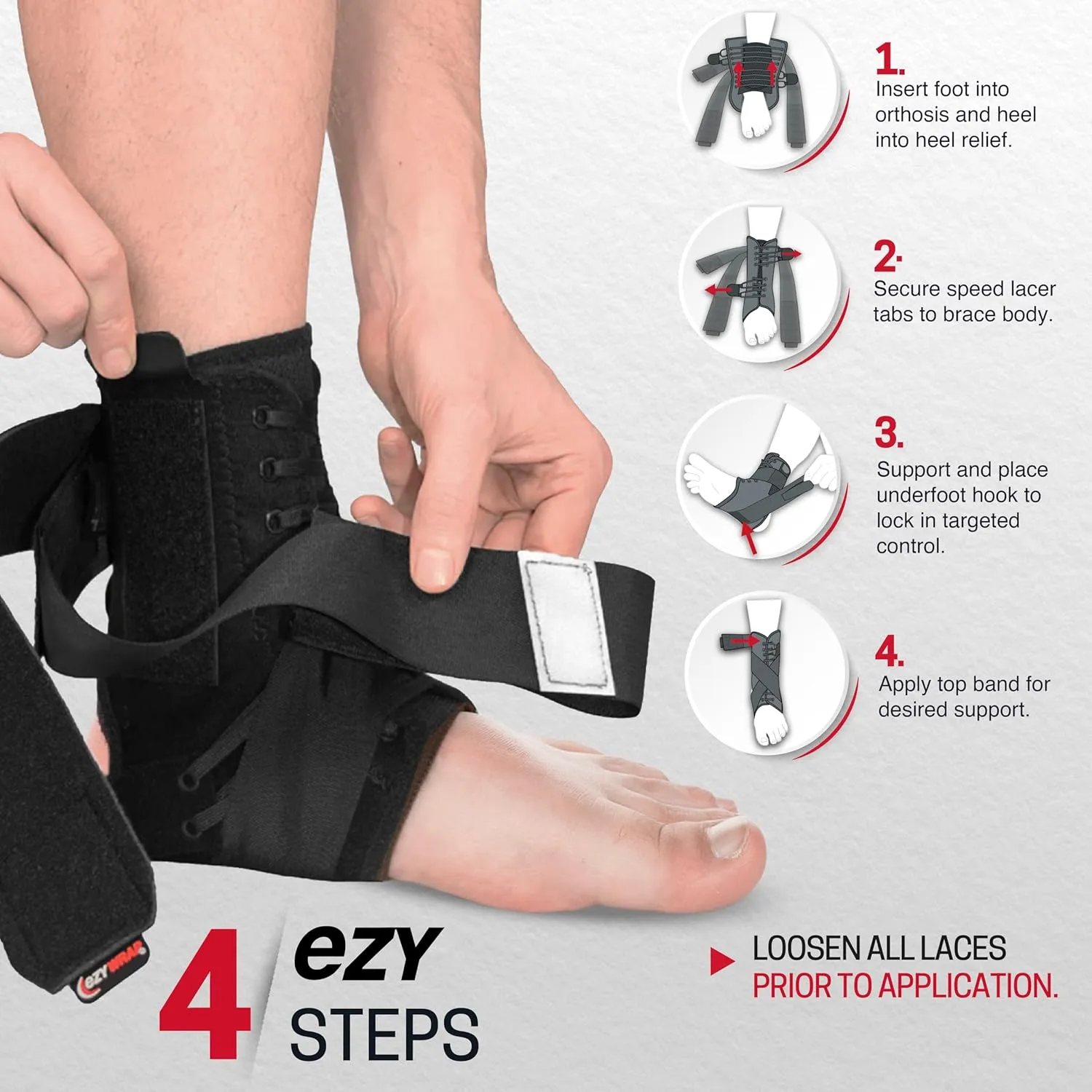 Speed Lacer Ankle Orthosis | Ankle Support Brace | Ankle Brace for Women & Men | Ankle Support Strap for Sprain, Ankle Sleeve, Ankle Wrap Foot Brace | Extra Small | (Single/Black)