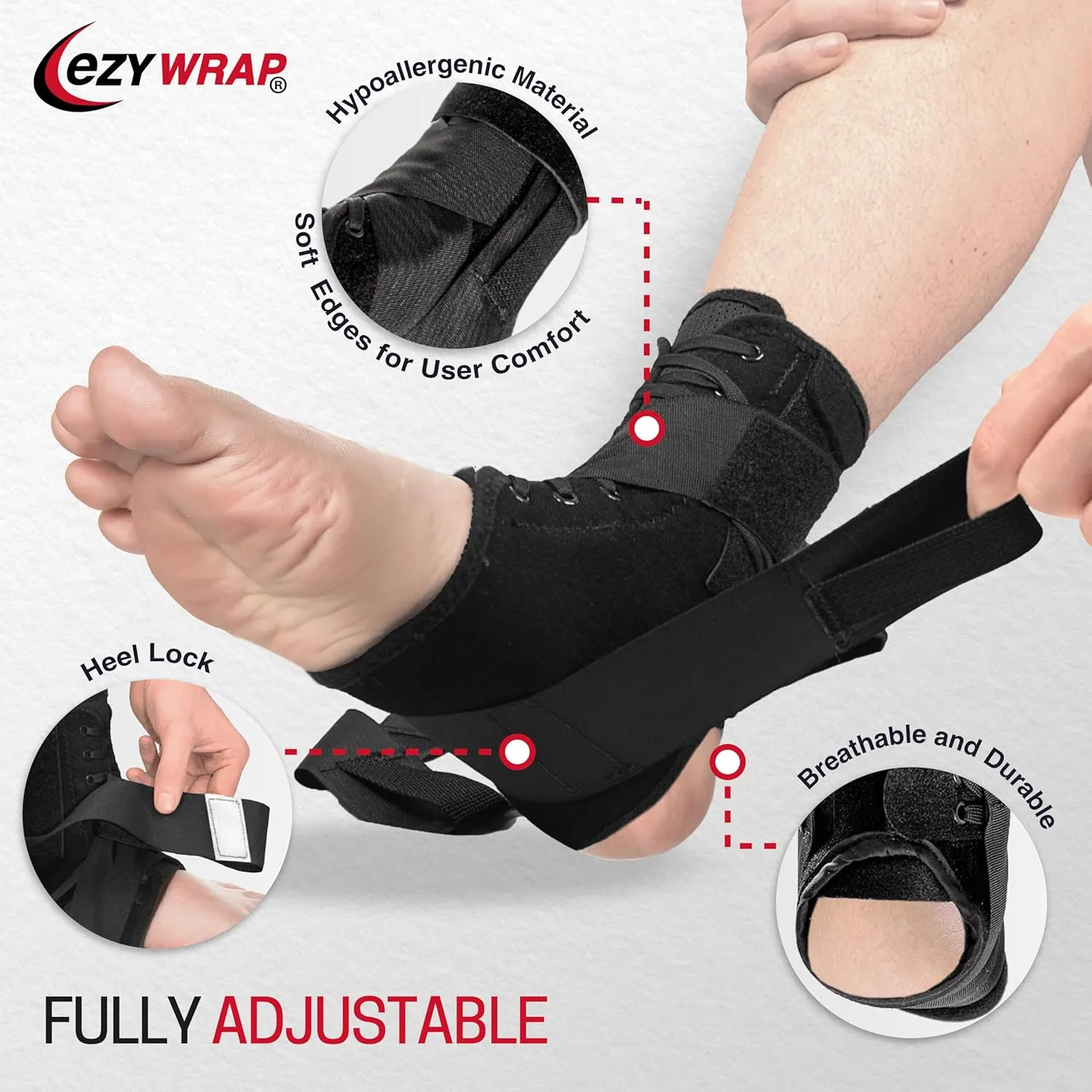 Speed Lacer Ankle Orthosis | Ankle Support Brace | Ankle Brace for Women & Men | Ankle Support Strap for Sprain, Ankle Sleeve, Ankle Wrap Foot Brace | Extra Small | (Single/Black)
