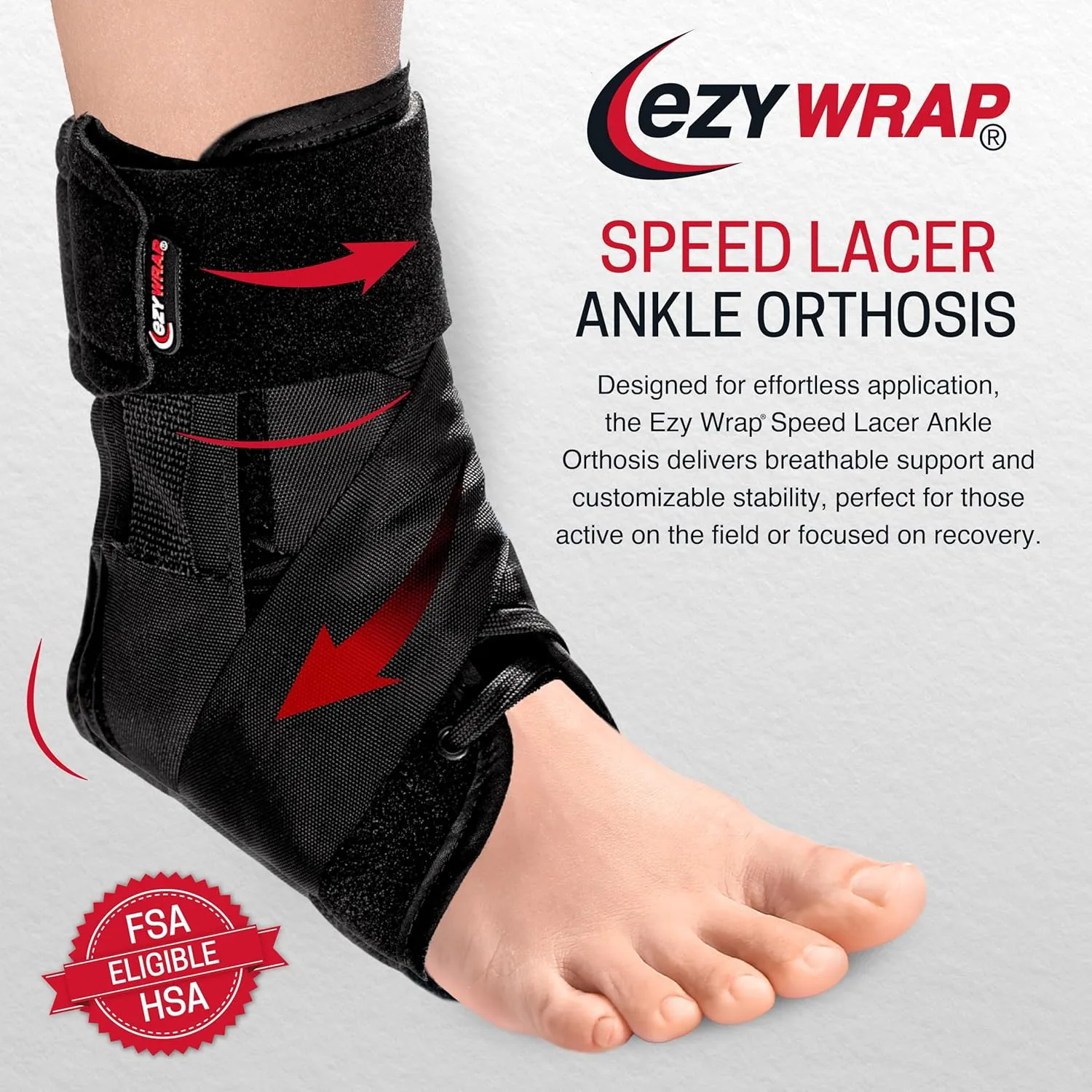 Speed Lacer Ankle Orthosis | Ankle Support Brace | Ankle Brace for Women & Men | Ankle Support Strap for Sprain, Ankle Sleeve, Ankle Wrap Foot Brace | Extra Small | (Single/Black)