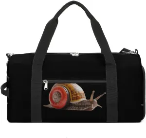 Speedy Snail Like Car Racer Funny Gym Bag Travel Tote Bag Duffel Bag with Shoe Compartment for Weekender Sports Vacation