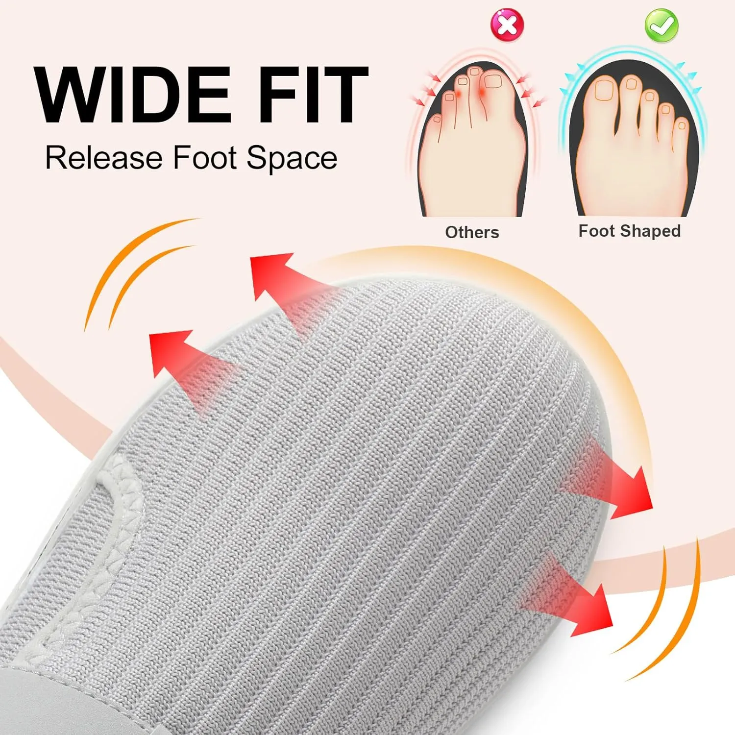 Spesoul Wide Womens Walking Shoes Adjustable Diabetic Shoes Breathable Zero Drop Barefoot Shoe Neuropathy Edema Nursing Shoe Wide Width Sneakers