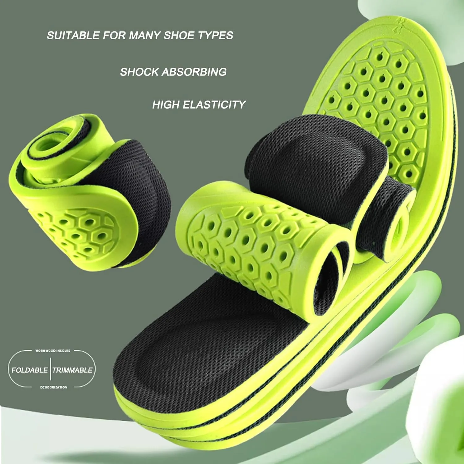 Sports Shock Absorbing Insole, Men Comfy Walk Shoe Inserts Soft Thin Shoe Insoles weat-Absorbing Breathable(M)