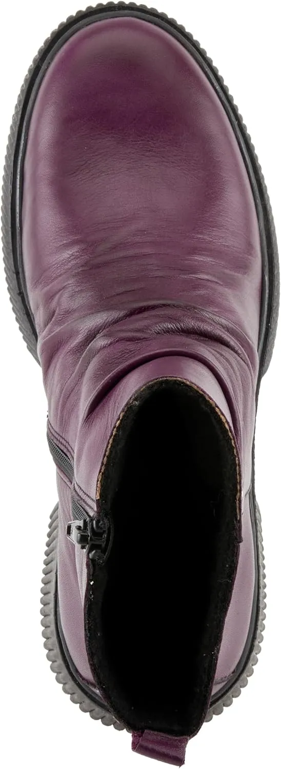 Spring Step Women's NAYANA Booties with Ruching Leather, Metal Rivets, and Removable Insoles