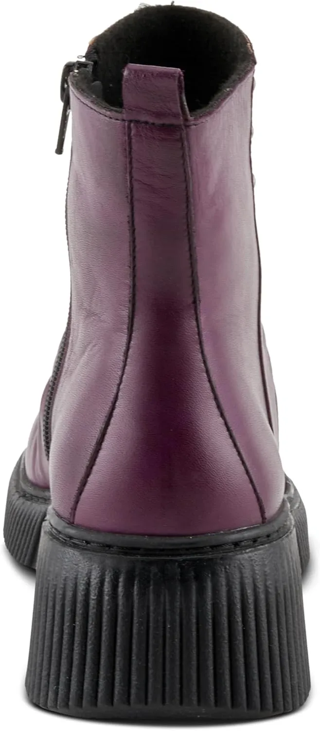 Spring Step Women's NAYANA Booties with Ruching Leather, Metal Rivets, and Removable Insoles