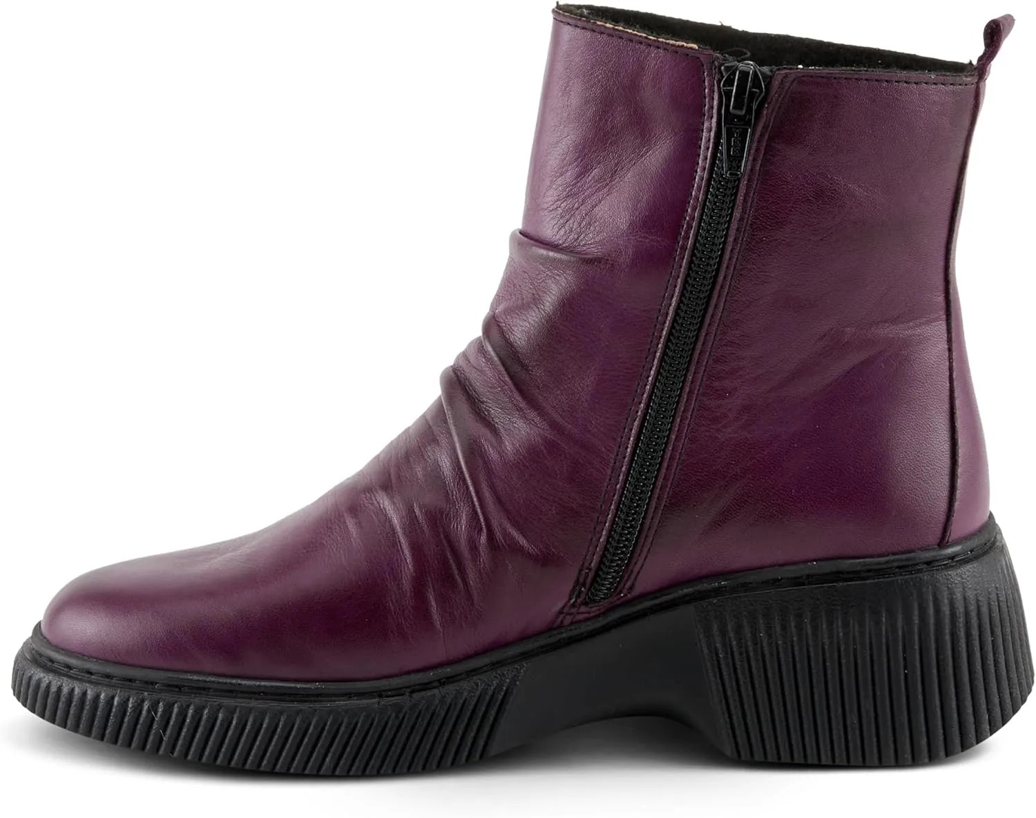 Spring Step Women's NAYANA Booties with Ruching Leather, Metal Rivets, and Removable Insoles