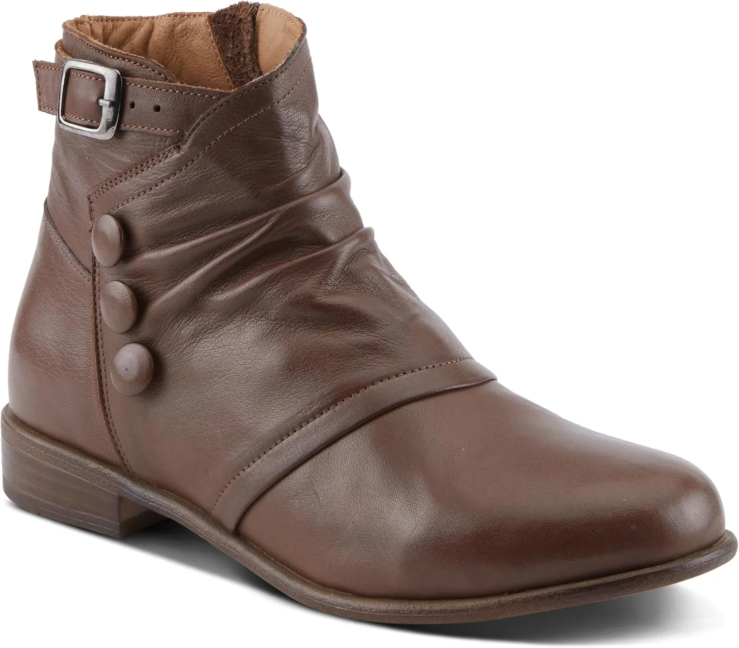 Spring Step Women's SIANNA Booties with Decorative Buckle, Leather-Wrapped Buttons, and Comfortable Fit