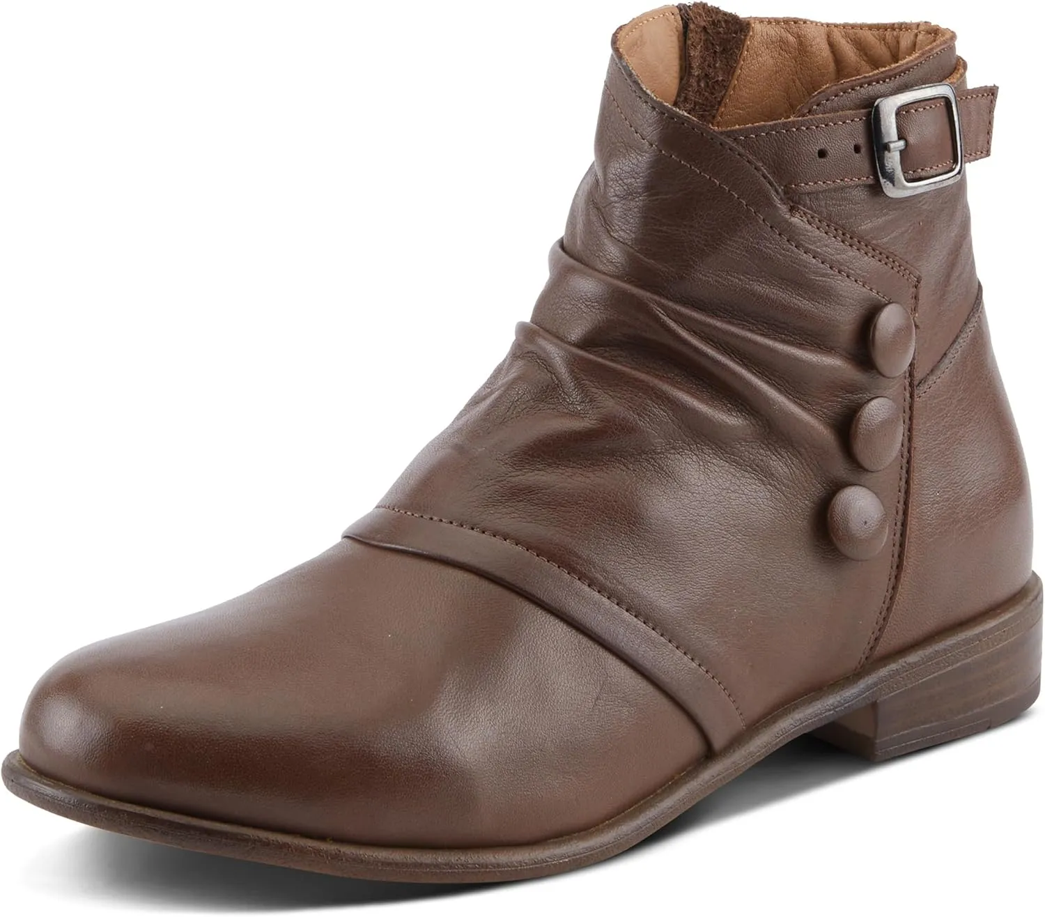 Spring Step Women's SIANNA Booties with Decorative Buckle, Leather-Wrapped Buttons, and Comfortable Fit