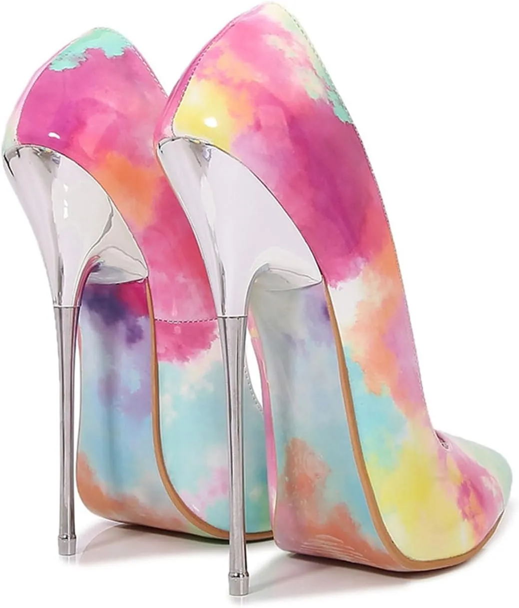 Spring Women's Patterned High Heels Hand-Painted Art Fine Heeled Pointed Women's Shoes Graffiti Nightclub Party Shoes