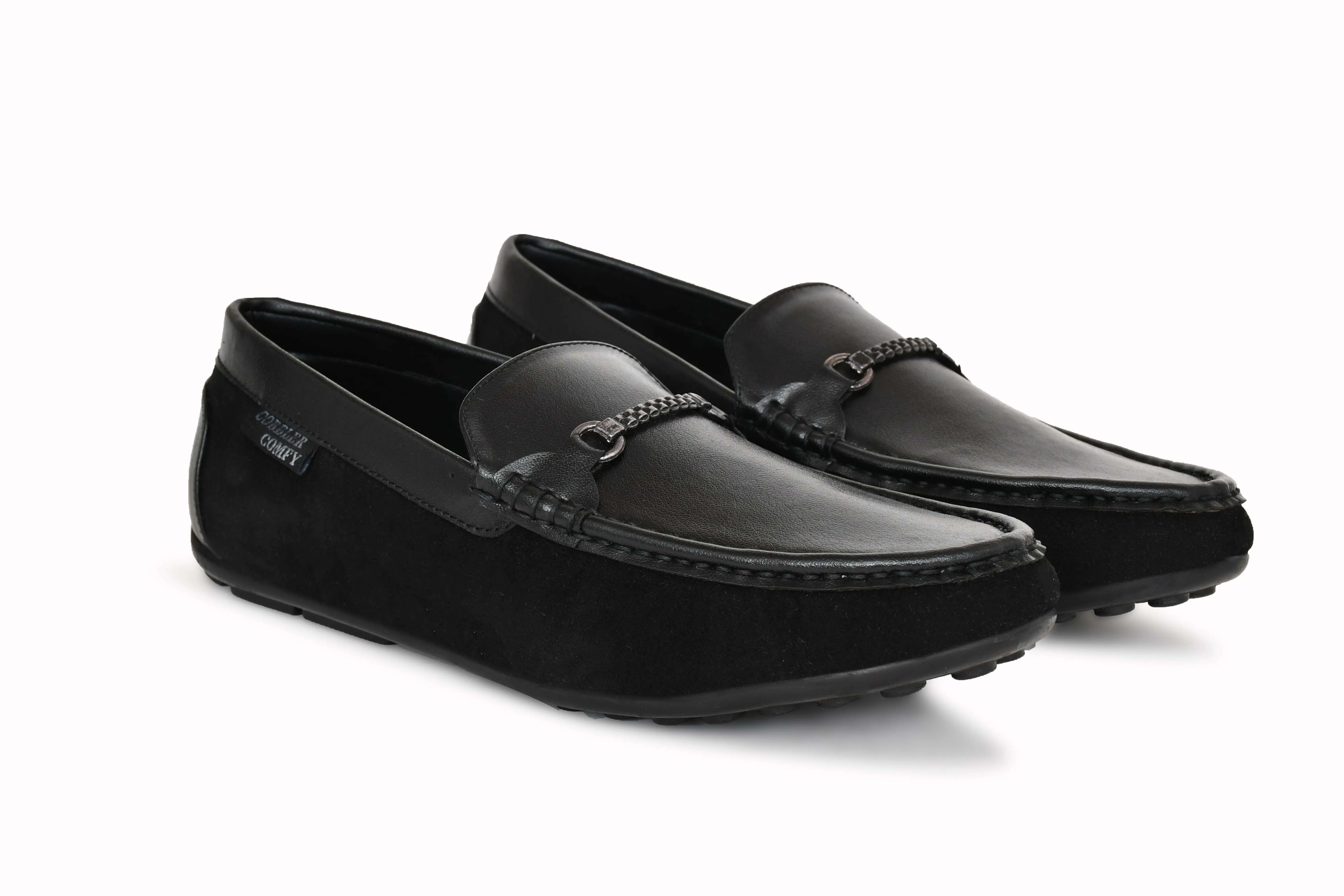 Suede Moccasins with Crust Upper  Black
