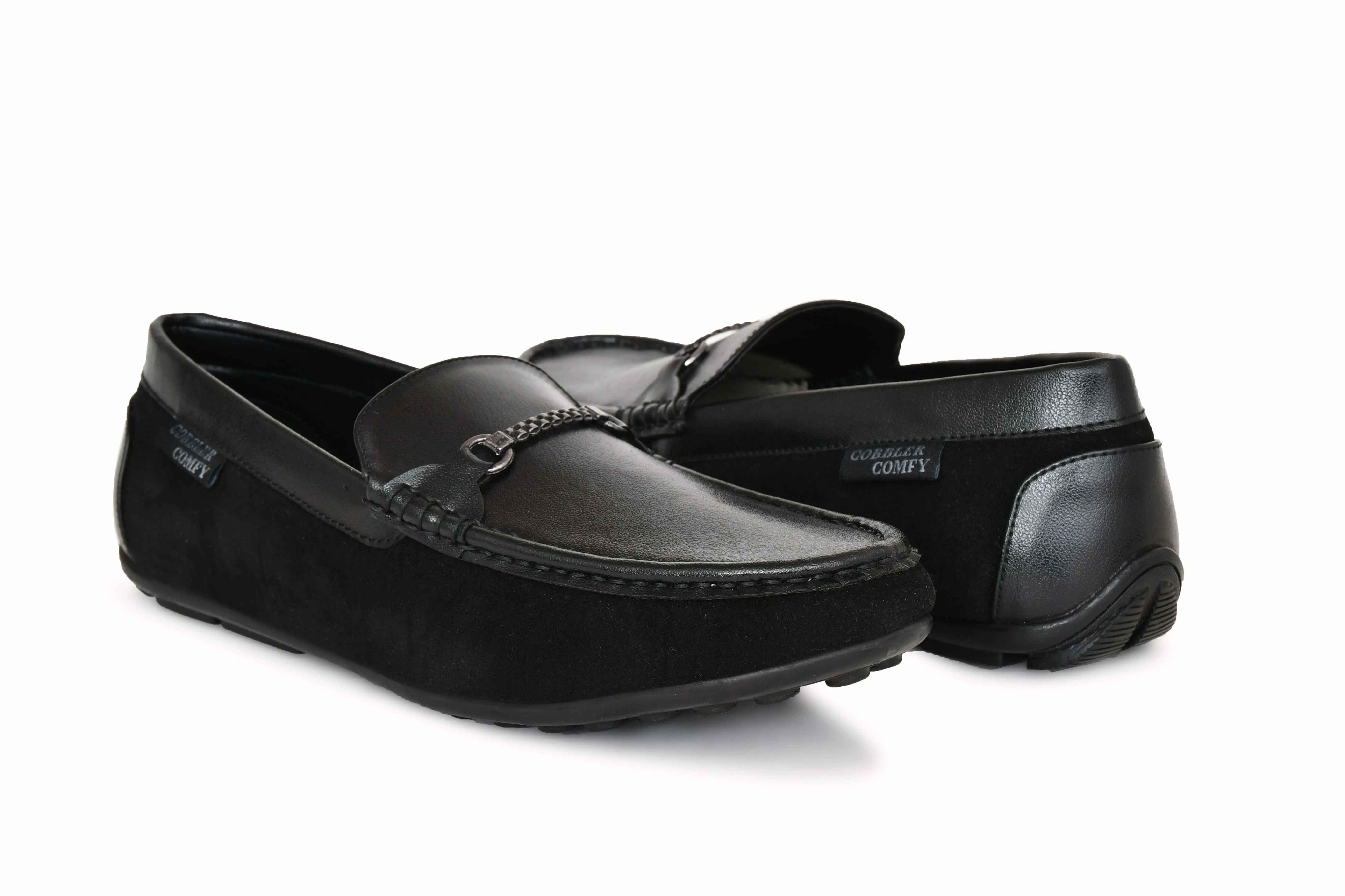 Suede Moccasins with Crust Upper  Black