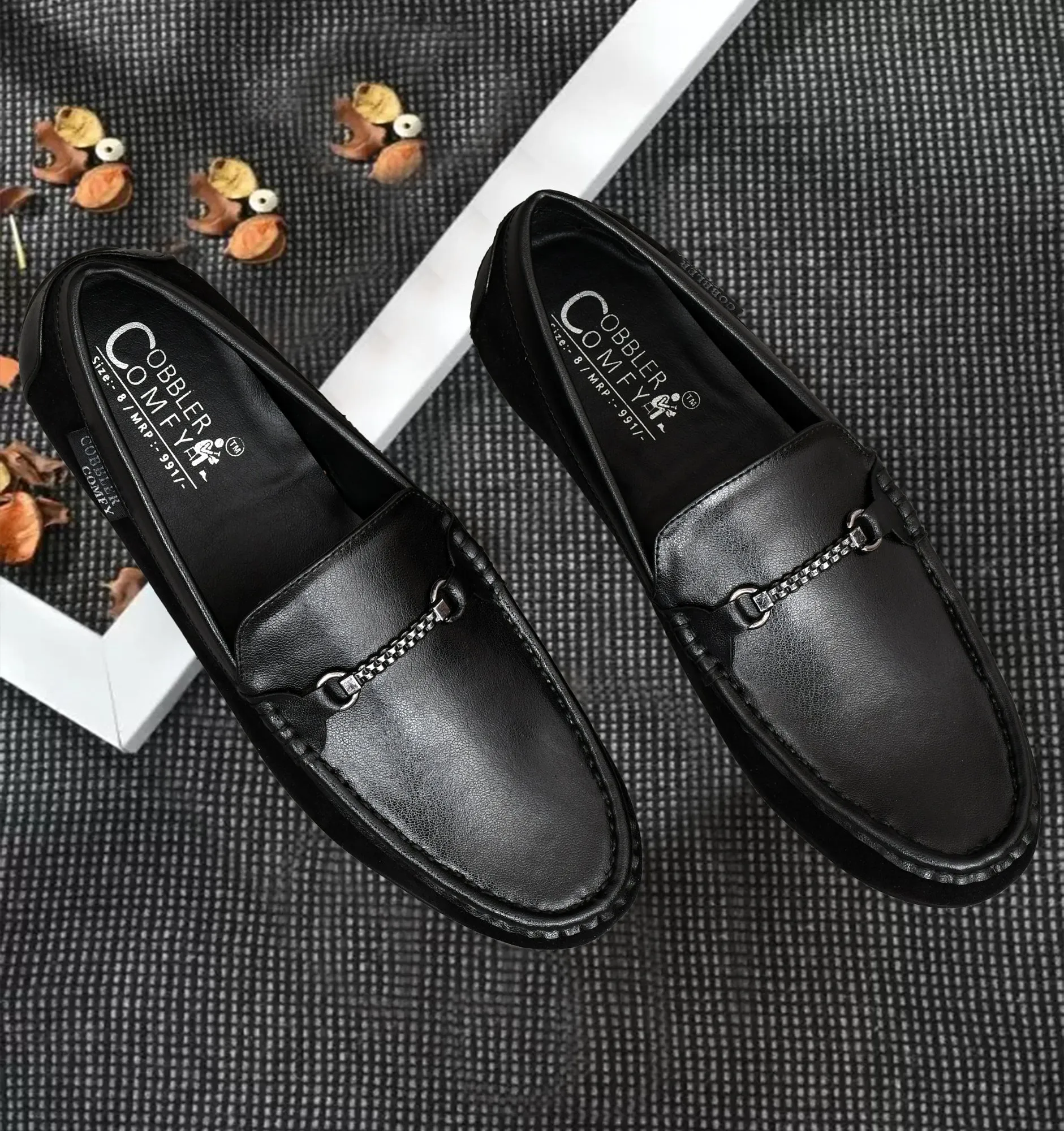 Suede Moccasins with Crust Upper  Black