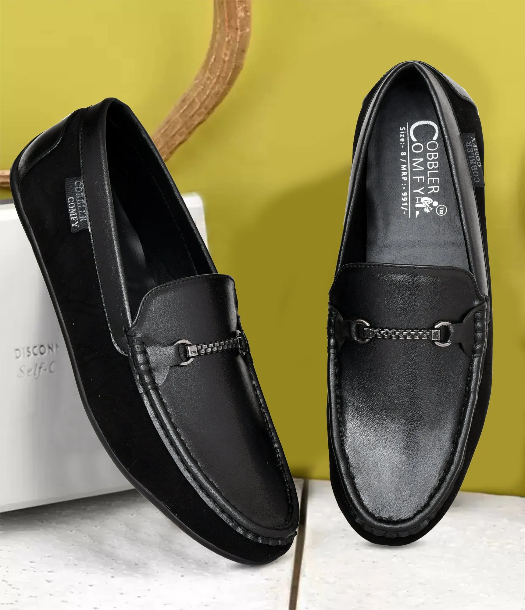 Suede Moccasins with Crust Upper  Black