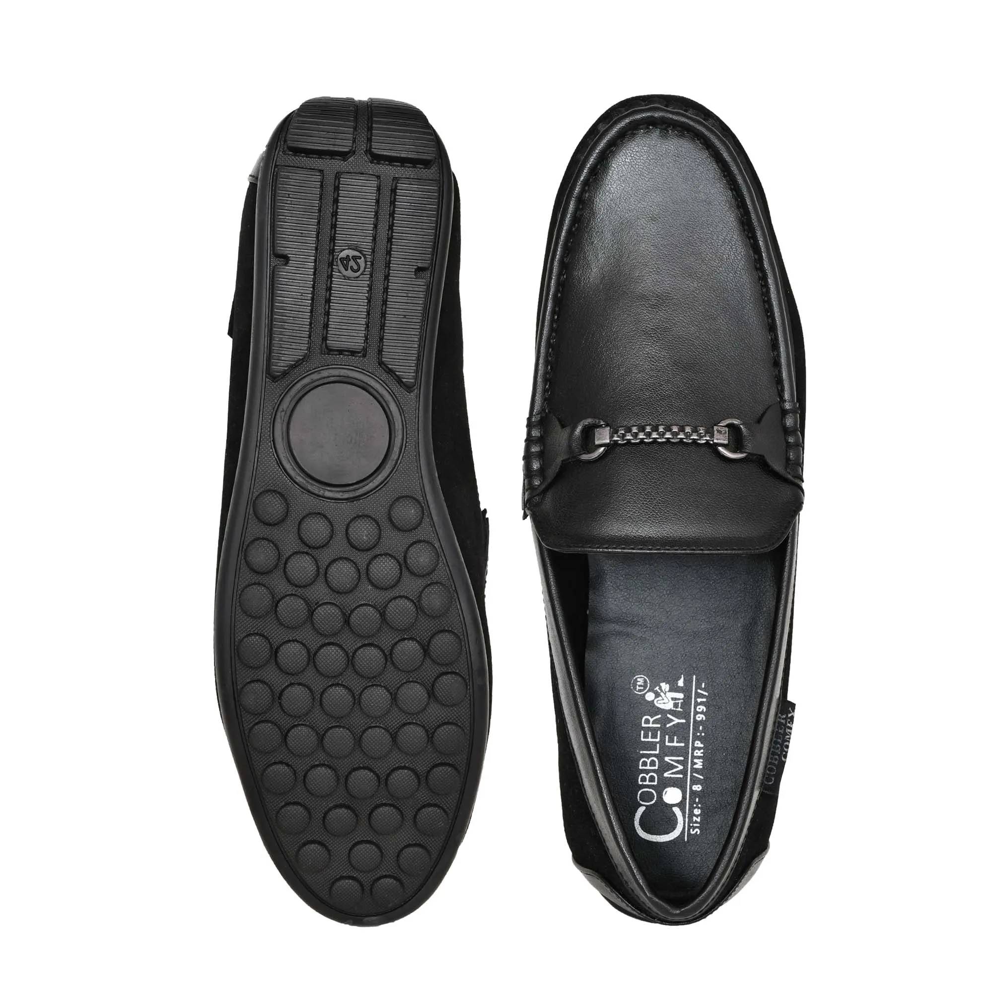 Suede Moccasins with Crust Upper  Black